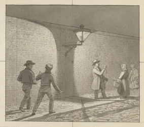 Perspective linéaire appliquée à la peinture, Tableau VIII, fig. 1 - Déambulation nocturne sous le réverbère
