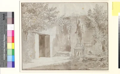 Partie probablement du jardin du Palazzo Barberini avec statue romaine d