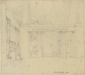 Partie du jardin de la Villa Borghese avec la Porta Ægiziana, Rome
