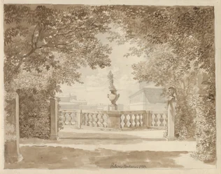 Vue du jardin du Palazzo Barberini vers le palais et le Quirinal, Rome