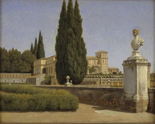 Vue des jardins de la Villa Albani. Rome