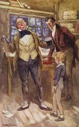 Illustration pour David Copperfield de Charles Dickens (lithographie en couleur)