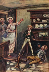 Illustration pour Oliver Twist de Charles Dickens (lithographie en couleur)