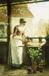 Femme rempotant des fleurs, 1890