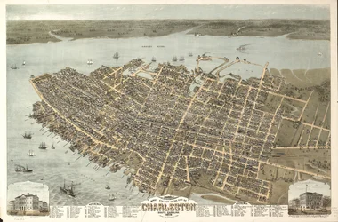 Vue aérienne de la ville de Charleston, Caroline du Sud, 1872. LOC 75696567