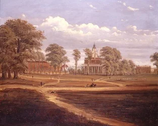 Vue à travers Clapham Common vers North Side et The Pavement