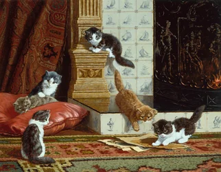 Au coin du feu (huile sur toile)