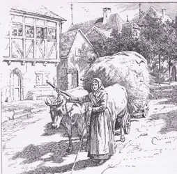 Des charrettes tirées par des bœufs roulaient dans les rues silencieuses, de L