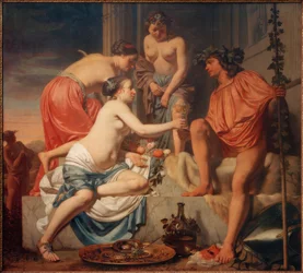 Bacchus trônant – Nymphes offrant du vin à Bacchus