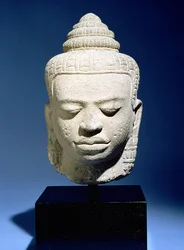 Tête de Bouddha, Khmer, Cambodge, vers 12ème-13ème siècle