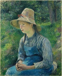 Fille de paysan avec un chapeau de paille
