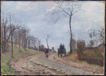 Carrosse sur une route de campagne, hiver, périphérie de Louveciennes, 1872