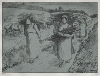 Paysans portant des fagots, vers 1896