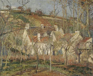 Toits rouges, coin de village, hiver, 1877