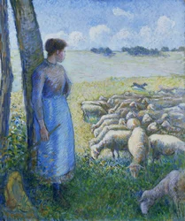 Bergère et moutons, 1887