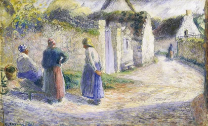 Rue de Village avec Trois Personnes à Droite