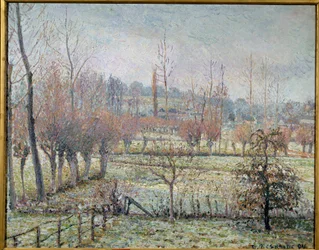 Givre blanc, matin ou effet de neige à Éragny. Peinture de Camille Pissarro (1830-1903)