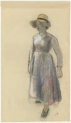Jeune paysanne avec un chapeau de paille