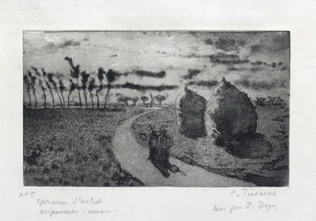 Crépuscule avec meules
