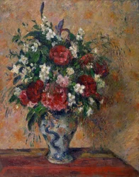 Nature morte avec pivoines et fond orange