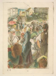 Le marché à Gisors : Rue Cappeville, 1894-95