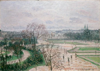 Les jardins des Tuileries, temps pluvieux, 1899