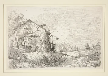 Paysage avec une femme à un puits, de la série Vedute