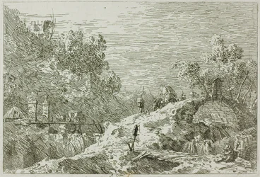 Paysage de montagne avec cinq ponts, de Vedute