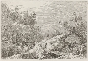 Paysage de montagne avec cinq ponts