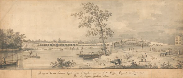 Vieux pont de Walton vu depuis la rive du Middlesex