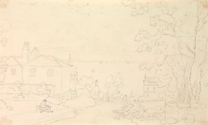Croquis de maisons près du rivage, Île de Wight