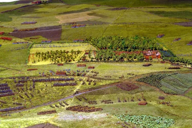 Diorama de la bataille de Waterloo montrant les troupes positionnées à 19h45 le 18 juin 1815 (détail)
