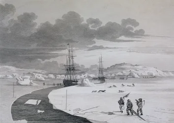 Découpe sur Winter Island, octobre 1821, de Journal of a Second Voyage for the Discovery of a North West Passage from the Atlantic to the Pacific performed in the Years 1821-22-23, par William Edward
