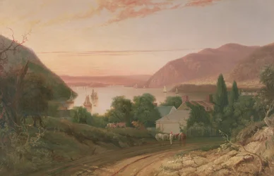 La rivière Hudson avec une vue lointaine de West Point