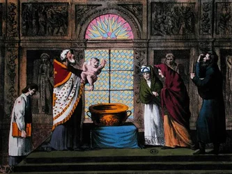 Un baptême orthodoxe russe, vers 1810-20