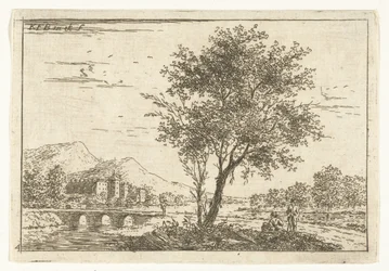 Paysage vallonné avec château au bord de la rivière
