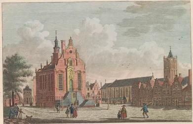 Marché et hôtel de ville de Schiedam, vers 1790