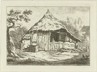 Grange avec porte supérieure ouverte, Paysages (1-6) (titre de la série)
