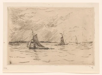 Trois voiliers sur la Meuse