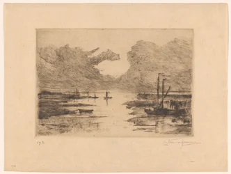 Port de Bergen op Zoom à marée basse (Esquisses en Hollande)