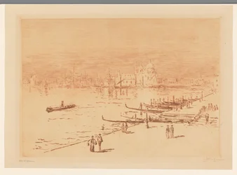 Quai avec des promeneurs à Venise