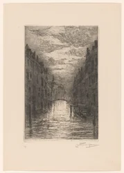 Canal à Dordrecht le soir