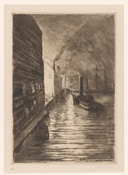 Chantier naval à Flessingue le soir