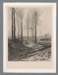 Berger avec troupeau sur un chemin creux à Vilvoorde