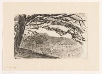 Vue de la ville de Clèves avec un arbre au premier plan