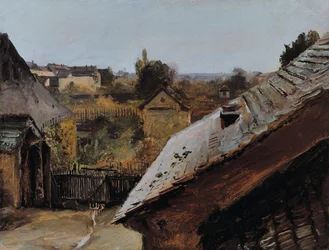 Vue sur les toits et les jardins