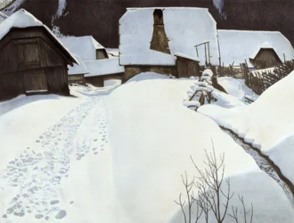 Maison de paysan en hiver