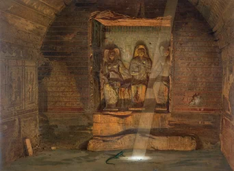 Une tombe à El-Kab, une des 24 illustrations produites par G.W. Seitz, imprimée vers 1873