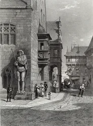 Hôtel de ville, Halberstadt, gravé par E. Joubert, imprimé par Cassell & Company Ltd (gravure)