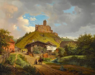 Ruines du château de Hilgartsberg et vue de Hofmark sur le Danube, 1829